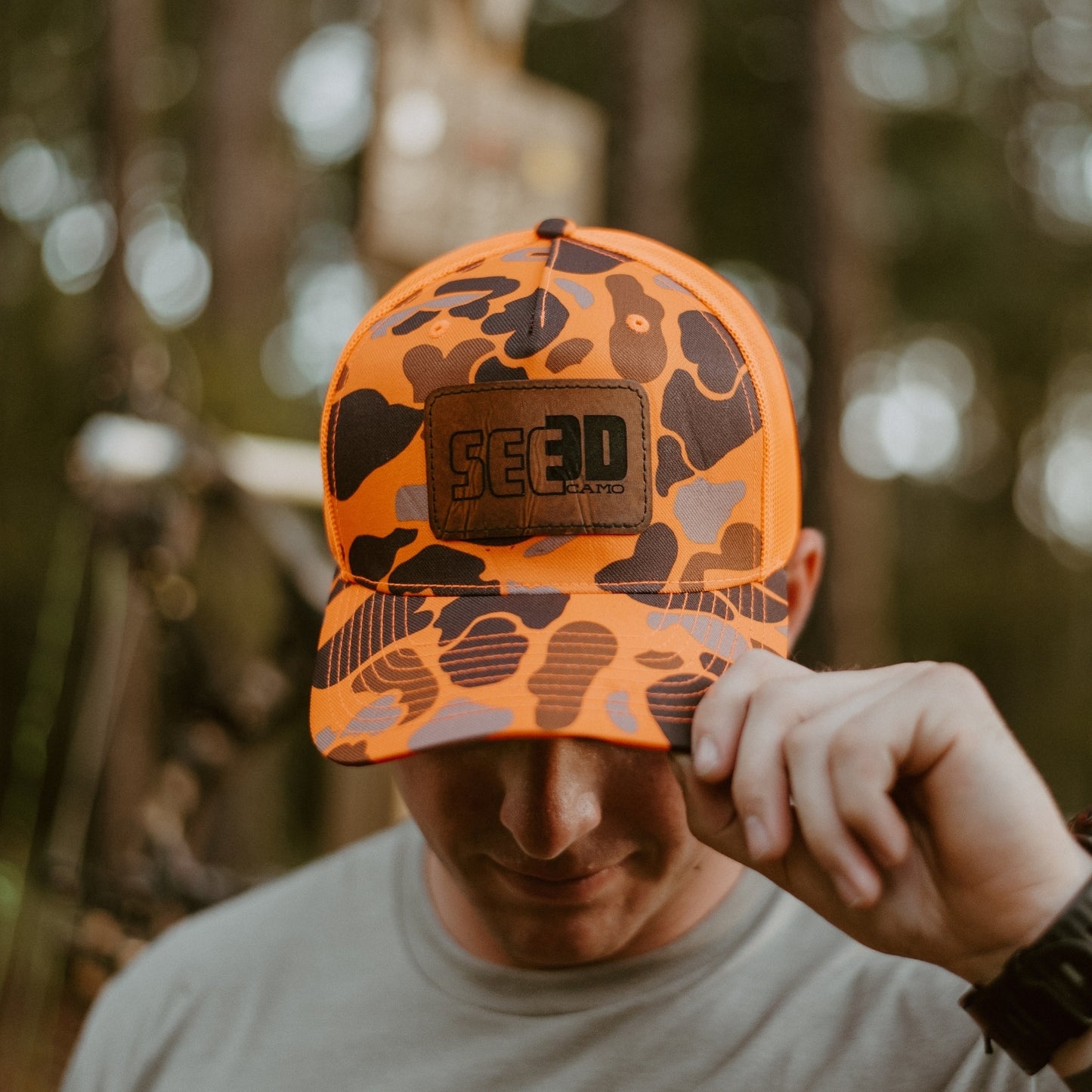 Blaze Orange Camo Hat