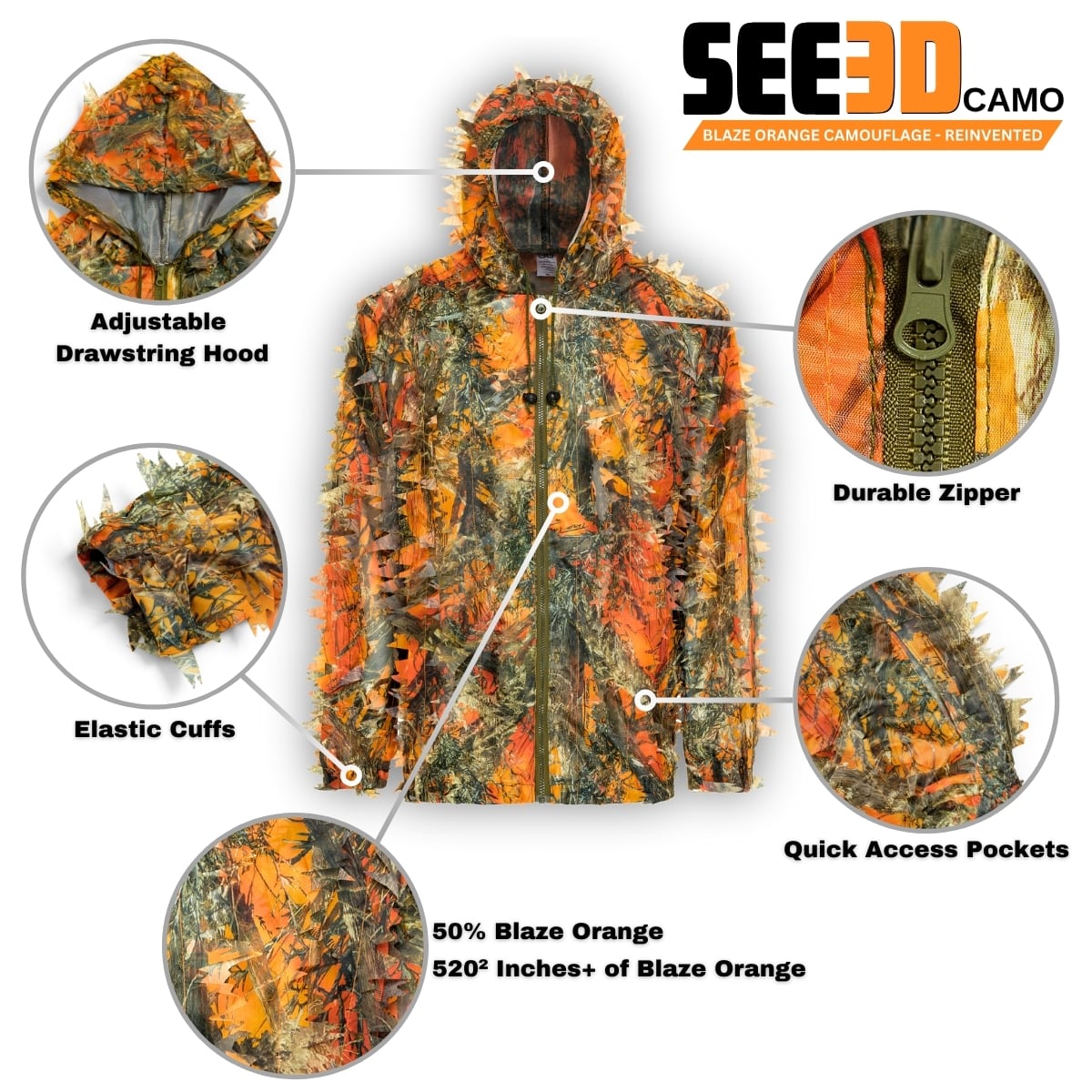 Blaze Orange Camo Jacket M L